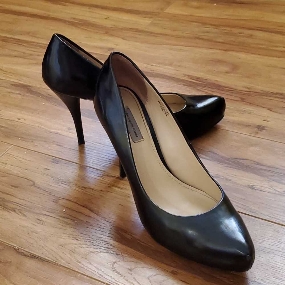 Black patent leather heels